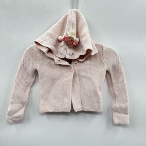 oshkosh B'Gosh pink girl cable knit unicorn feminine dainty button cardigan 4T